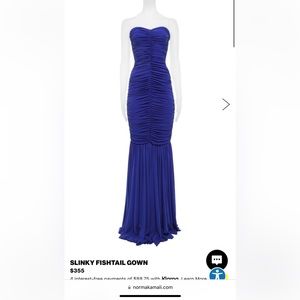 NWT Norma Kamali Slinky Fishtail Gown size M in Cobalt